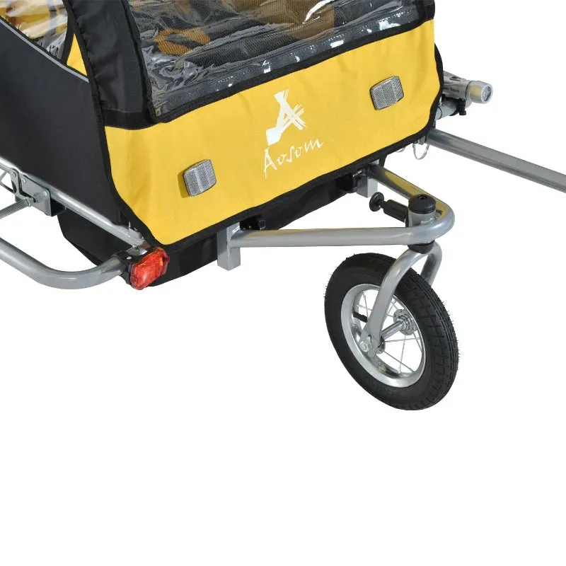 2-Seat Bike Trailer   Jogging Stroller - Yellow