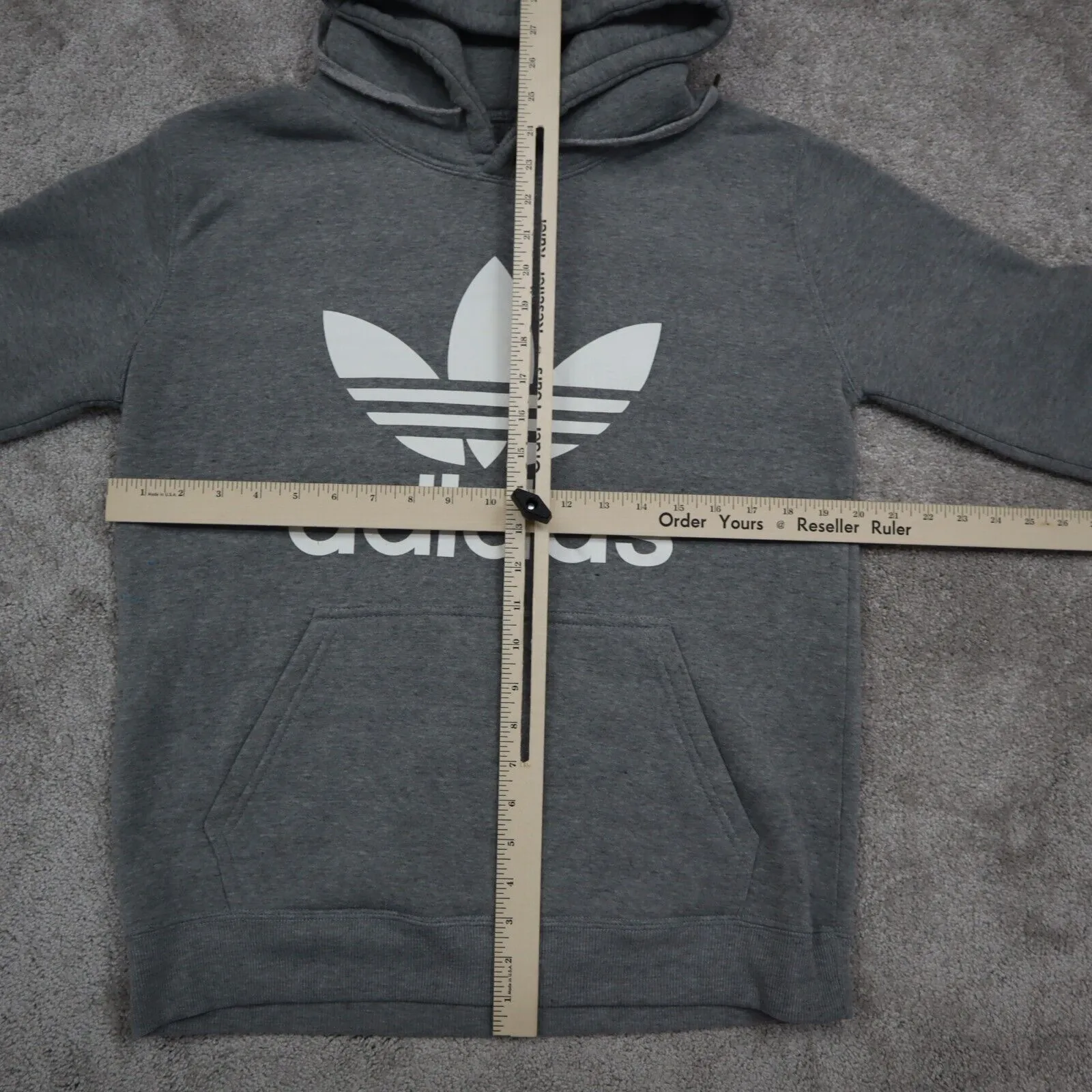 Adidas Hoodie Boy Size Small Heather Gray Pullover Sweatshirt Long Sleeve Logo