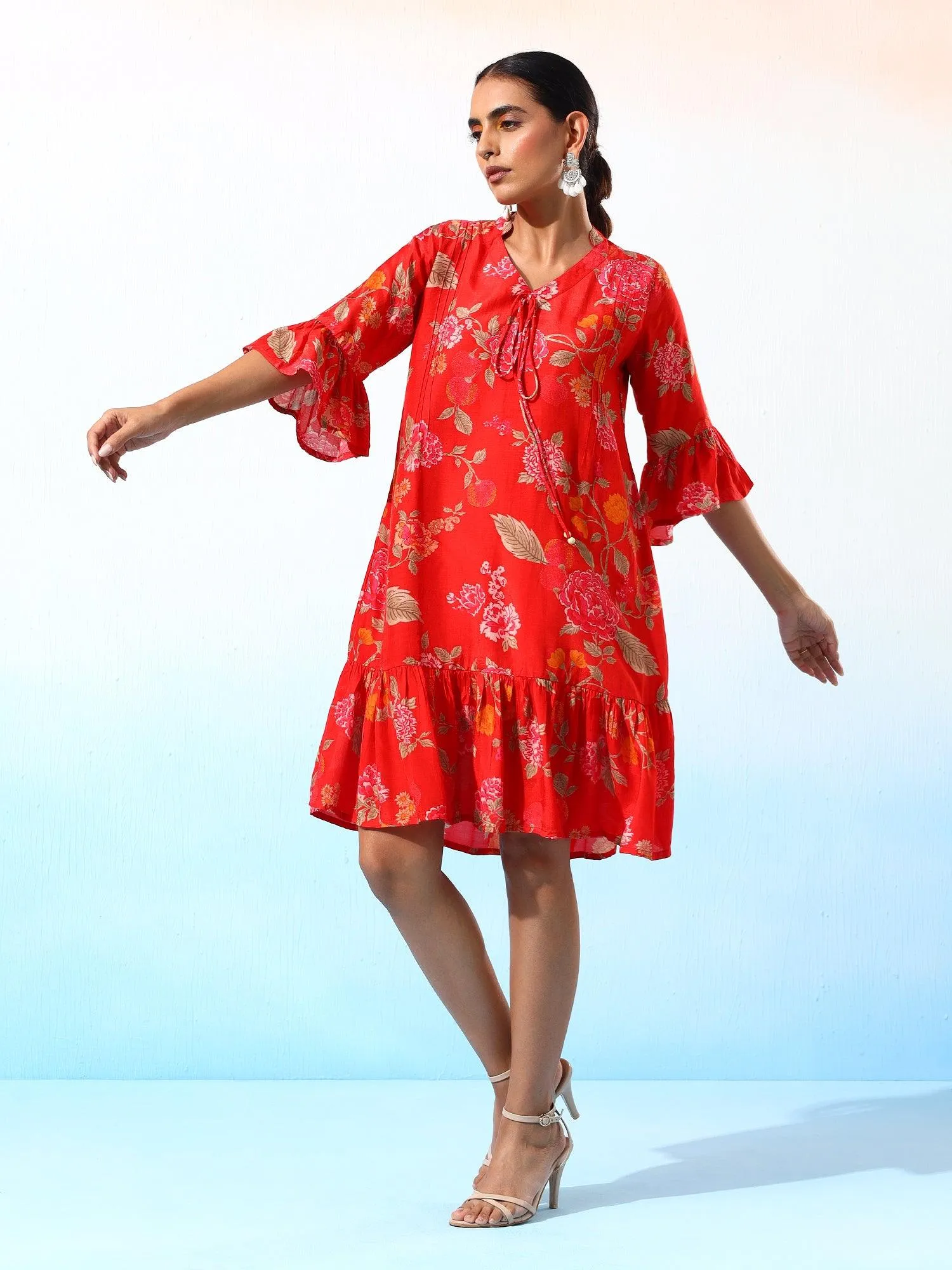 Anika Muslin Floral Printed Dress