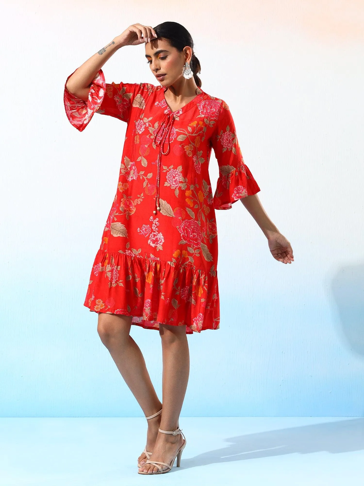 Anika Muslin Floral Printed Dress