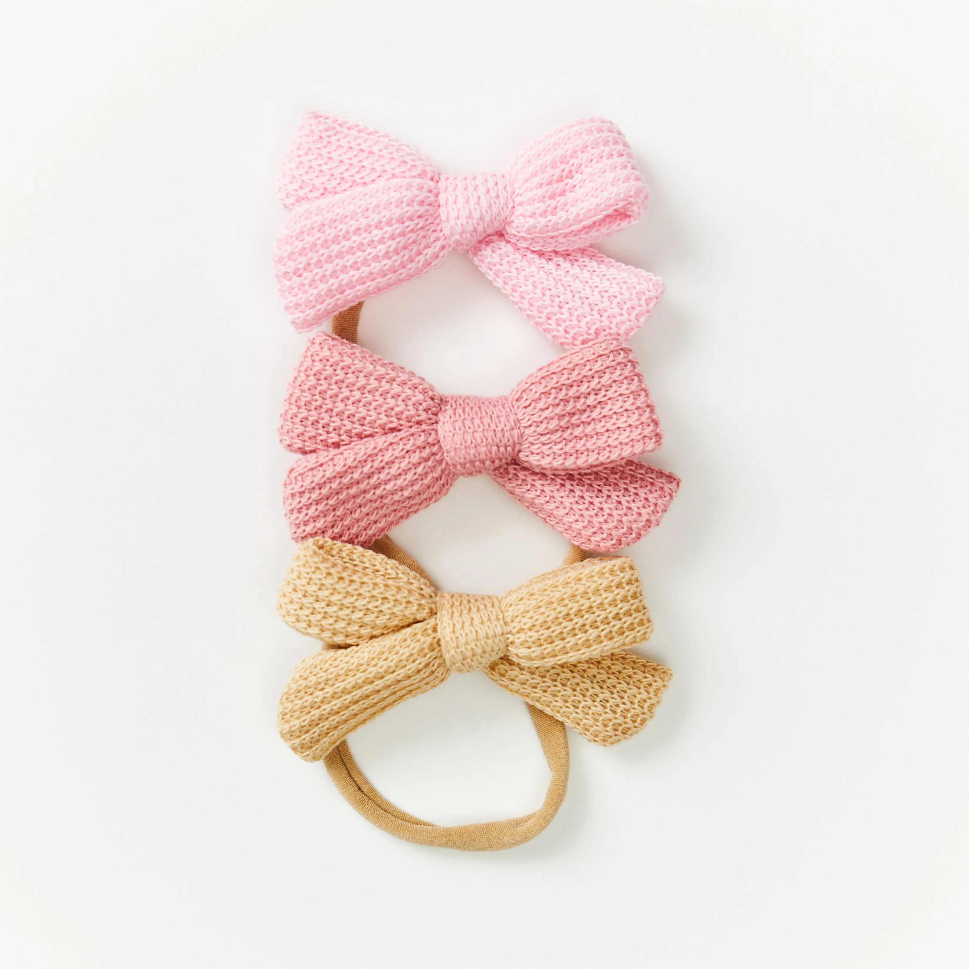 Baby Knitted Bow Headband in Flamingo