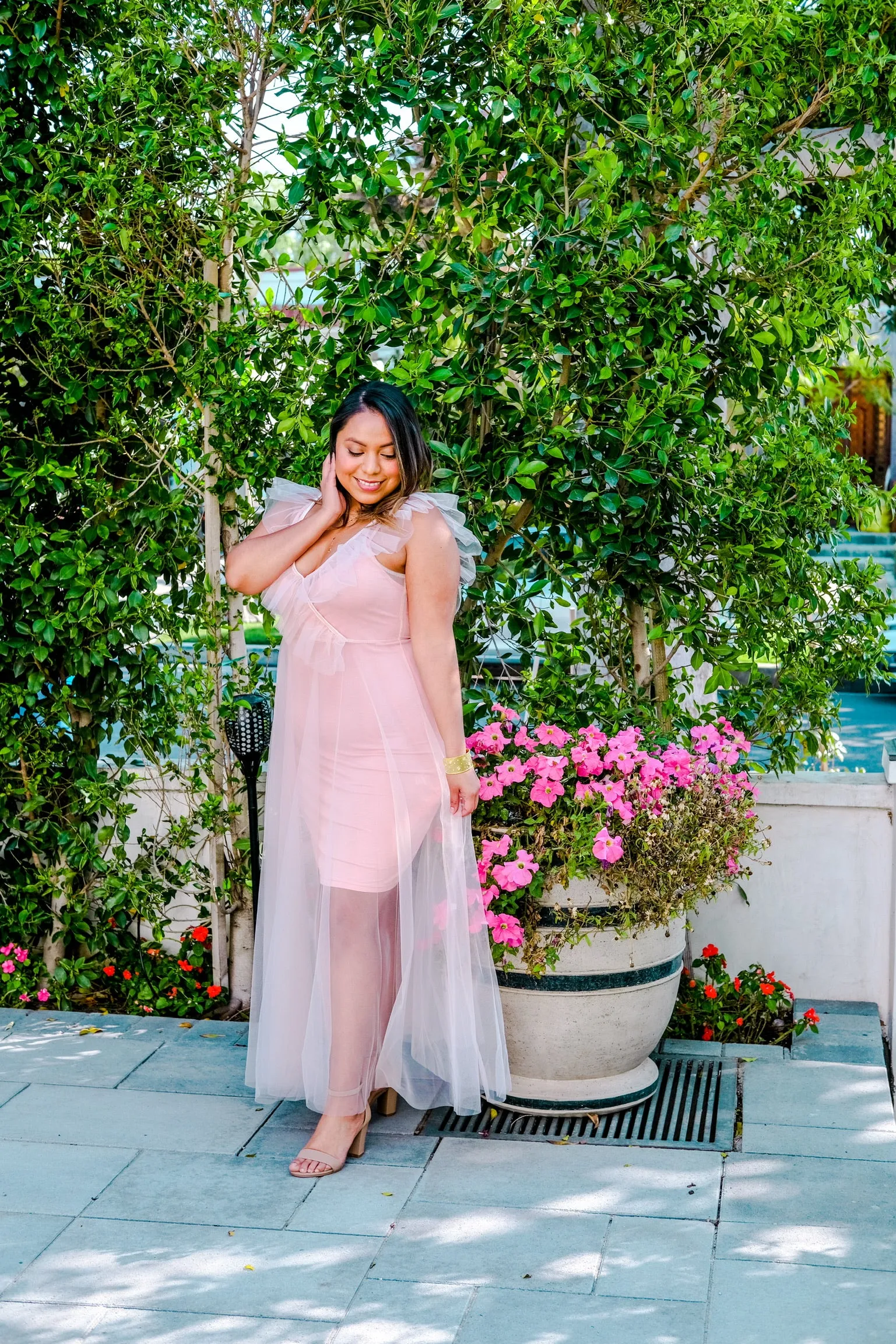 Blush Pink Ruffled Tulle Dress