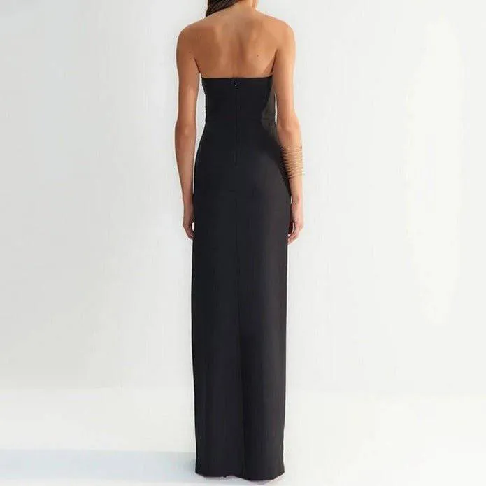 Briar Strapless Jewel Decor High Slit Maxi Dress