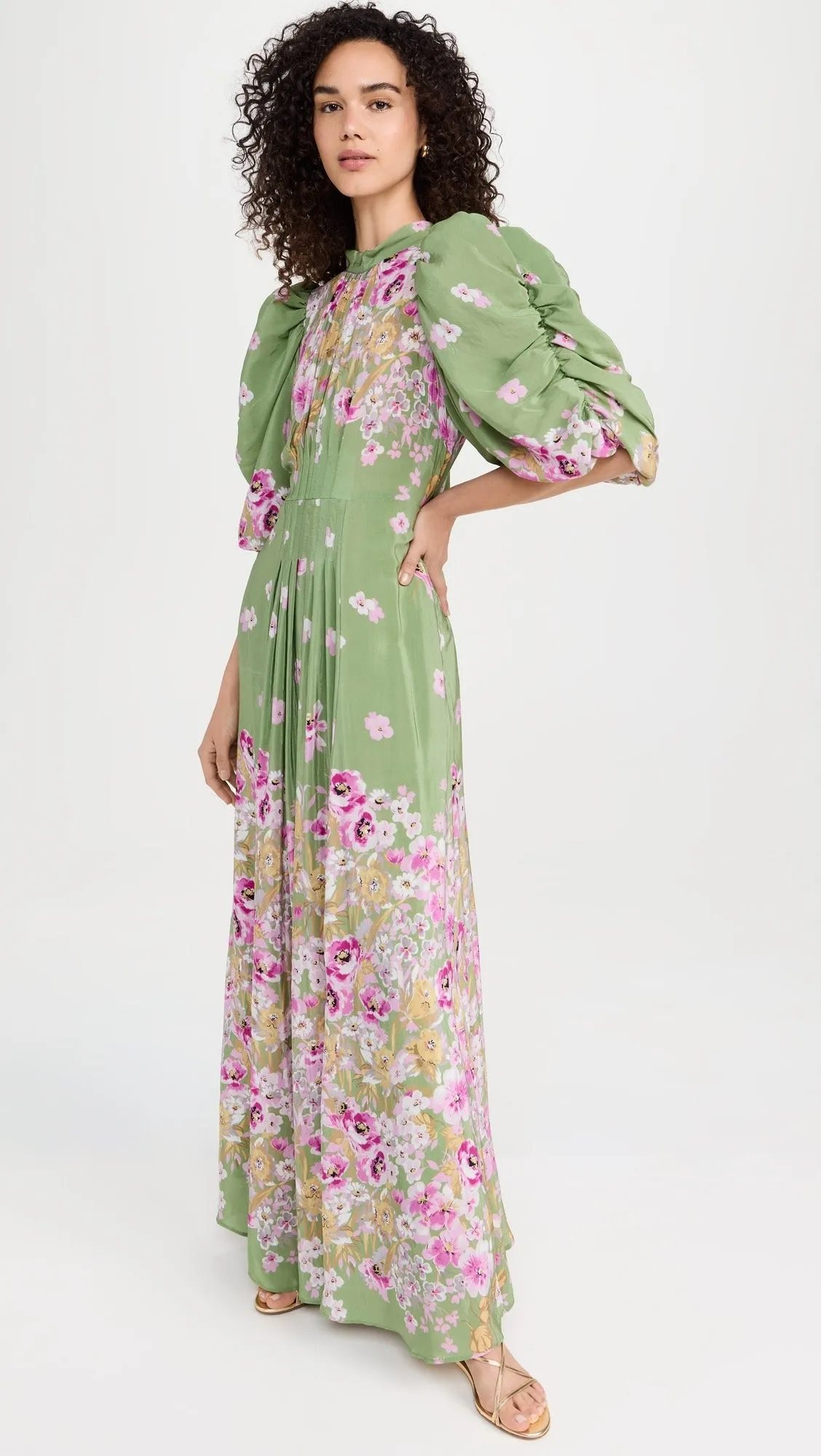 Bytimo Crepe tieback gown in Green Fields