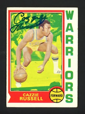 Cazzie Russell Autographed 1974-75 Topps Card #151 Golden State Warriors SKU #160504