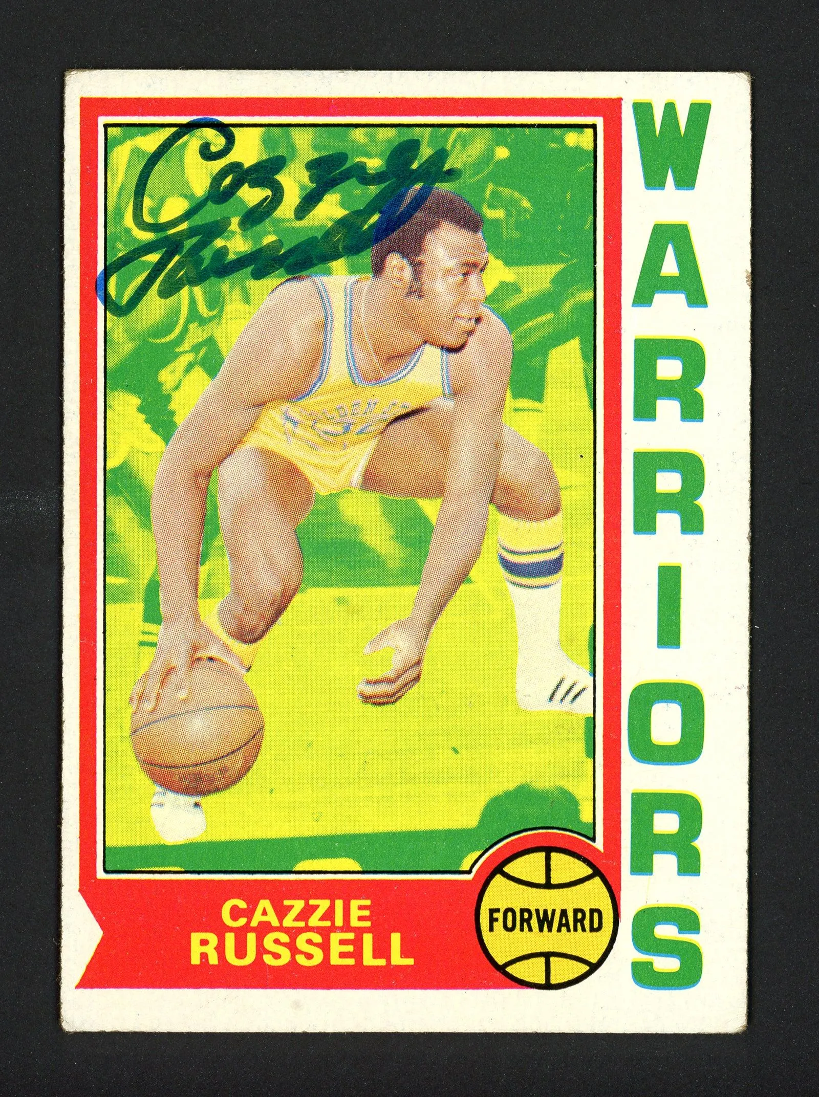 Cazzie Russell Autographed 1974-75 Topps Card #151 Golden State Warriors SKU #160504