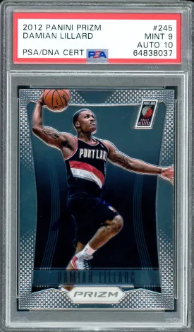 Damian Lillard Autographed 2012 Panini Prizm Rookie Card #245 Portland Trail Blazers PSA 9 Auto Grade Gem Mint 10 On Card PSA/DNA #64838037