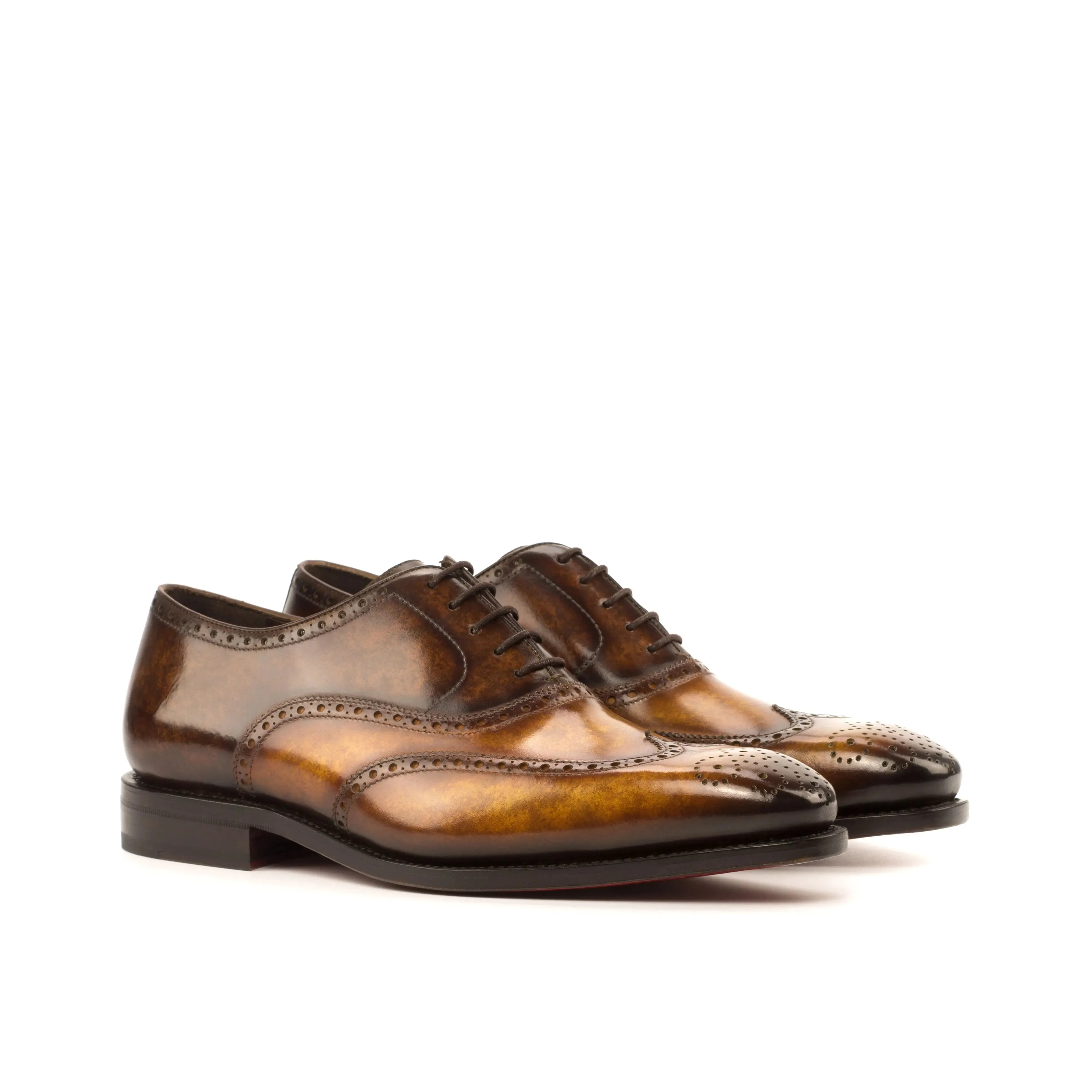 DapperFam Aeron in Cognac / Brown Men's Hand-Painted Patina Full Brogue