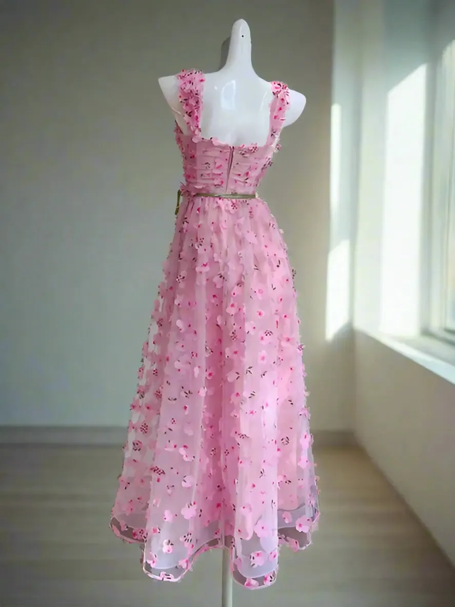 Edith Pink Sleeveless Flower Dress