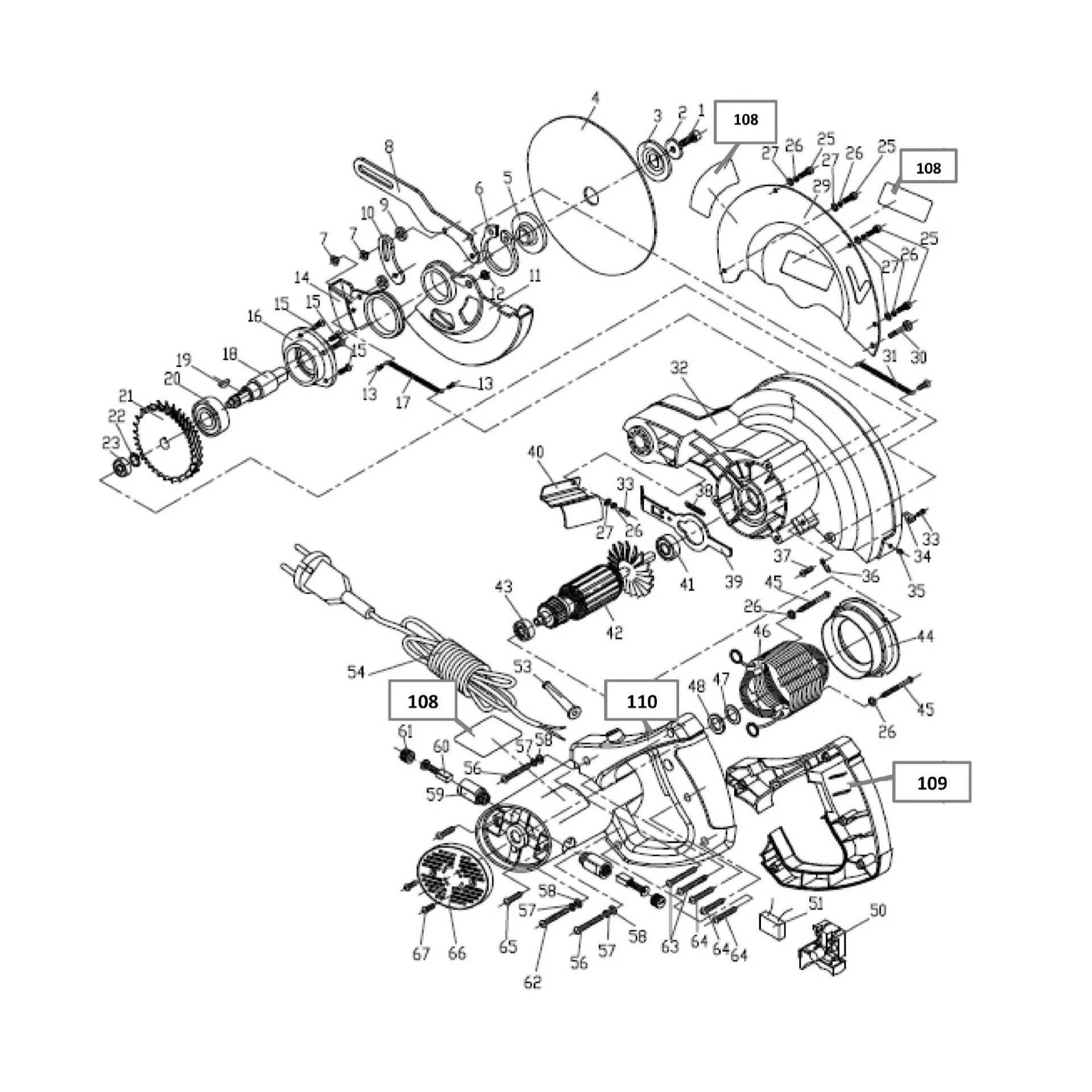 Evolution EVOSAW185HD  Spare Parts (Head)