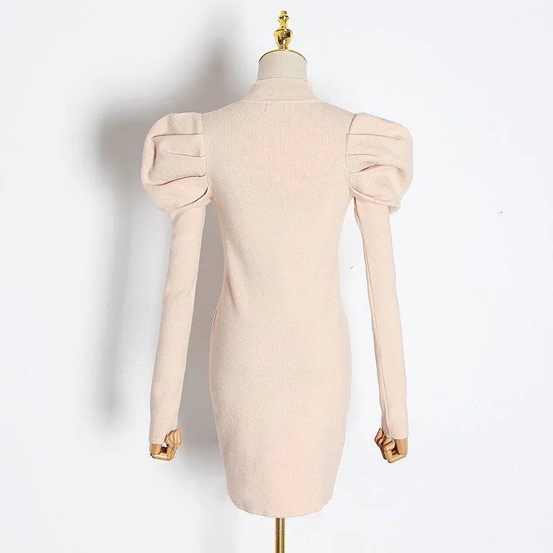 Jolene Puff Sleeves Knit Dress