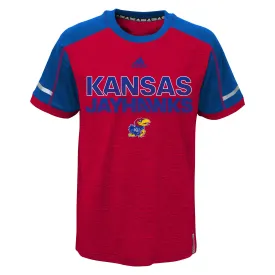 Kansas Jayhawks Adidas Youth Red/Blue Climalite Player Crew Shirt