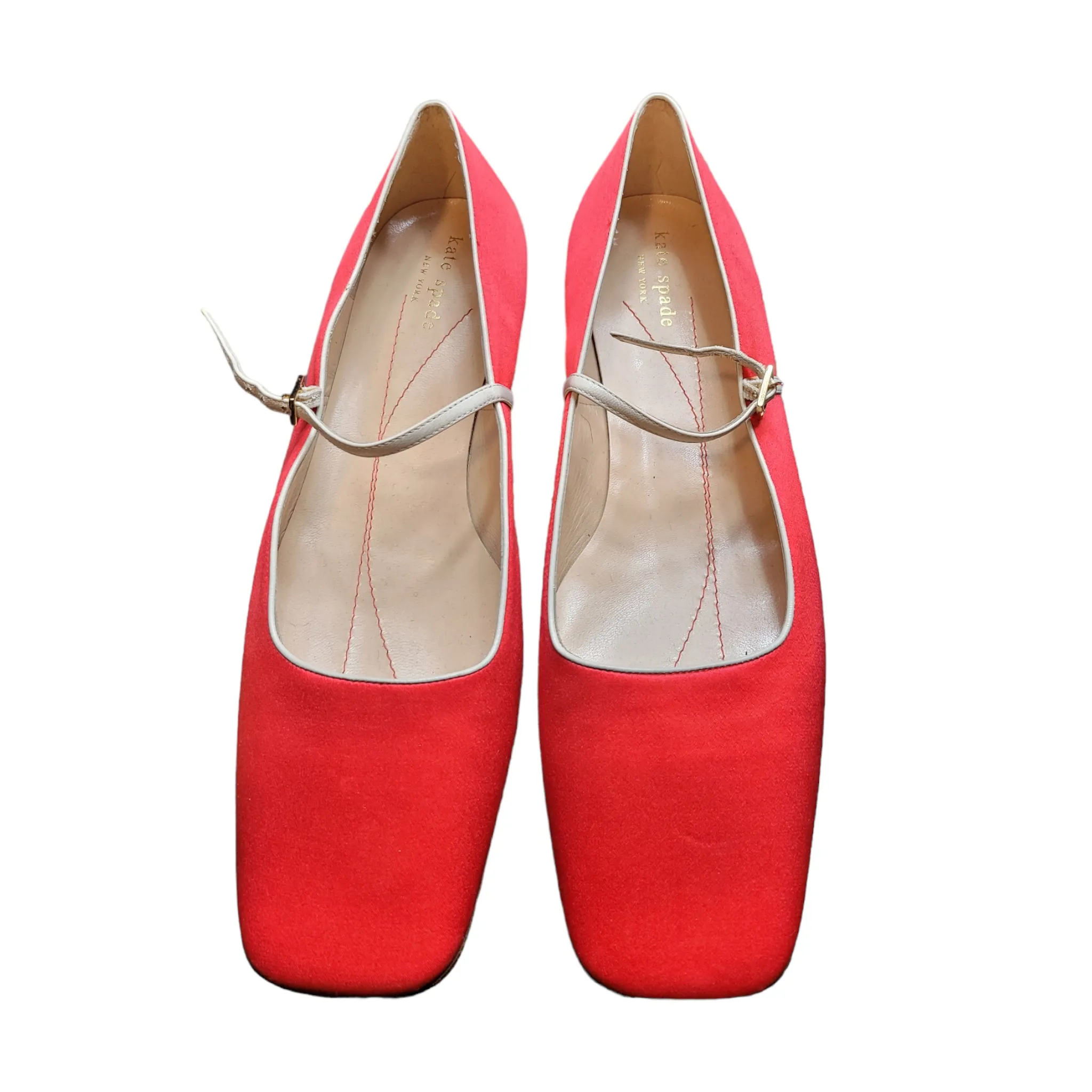 Kate Spade Red Satin Square Toe Ballet Mary Jane Flats Size 9