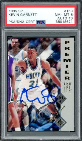 Kevin Garnett Autographed 1995 Upper Deck SP Rookie Card #159 Minnesota Timberwolves PSA 8 Auto Grade Gem Mint 10 PSA/DNA #68017671