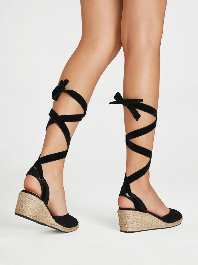 Lace Up Espadrille Wedges