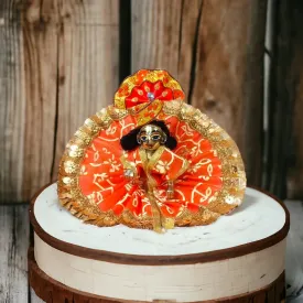 Laddu Gopal Beautiful Festival Dress with Handmade Pagdi - Orange