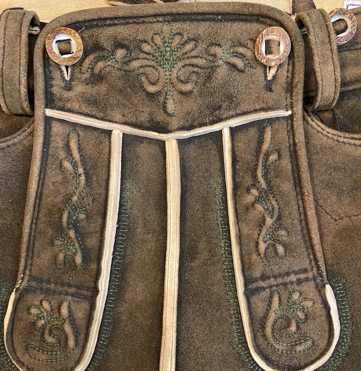 Lederhosen Ludwig Rustic Dark Relief Embroidered