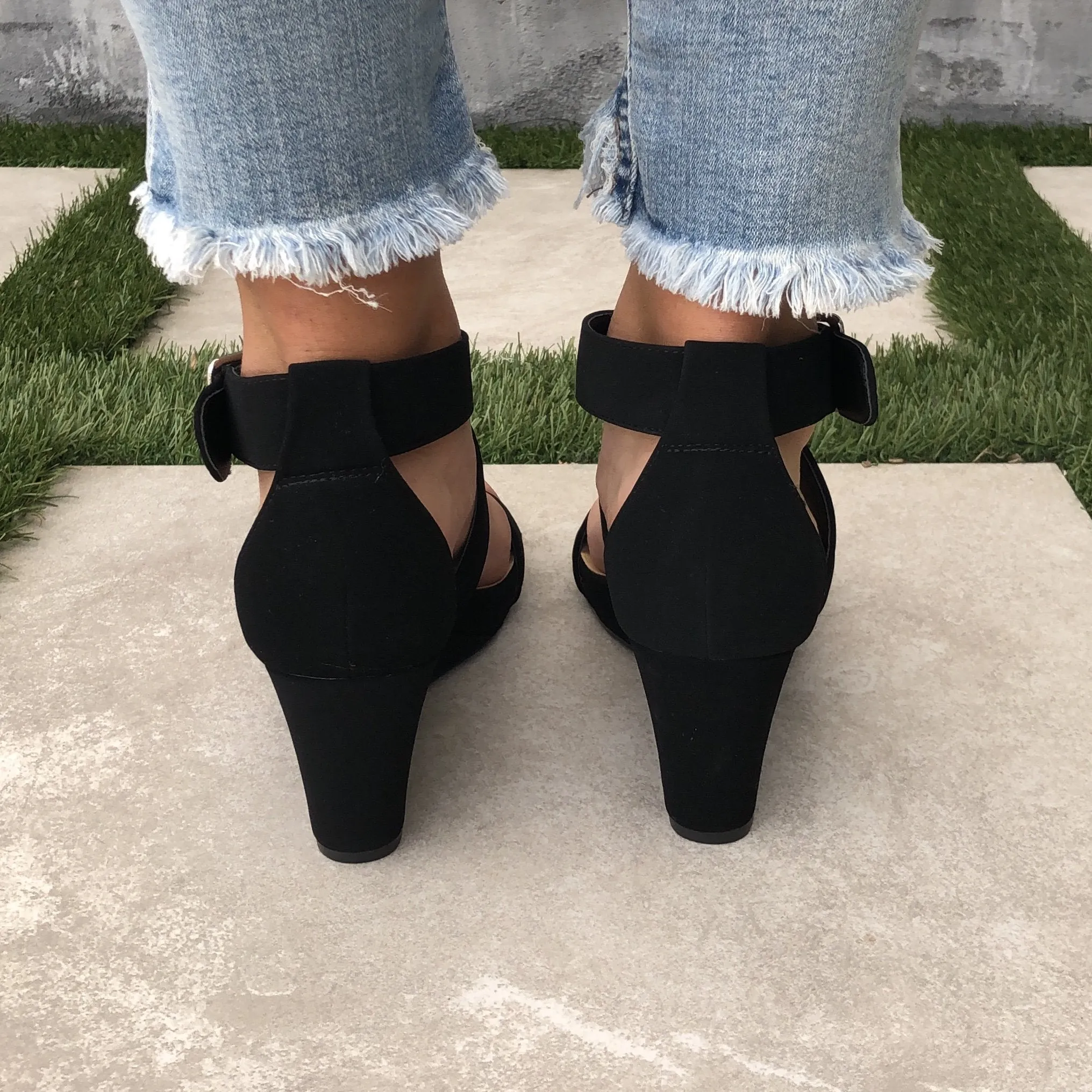 Lolita Ankle Wedges in Black