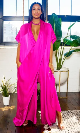 Luxe Drape Loose Fit Jumpsuit - Magenta