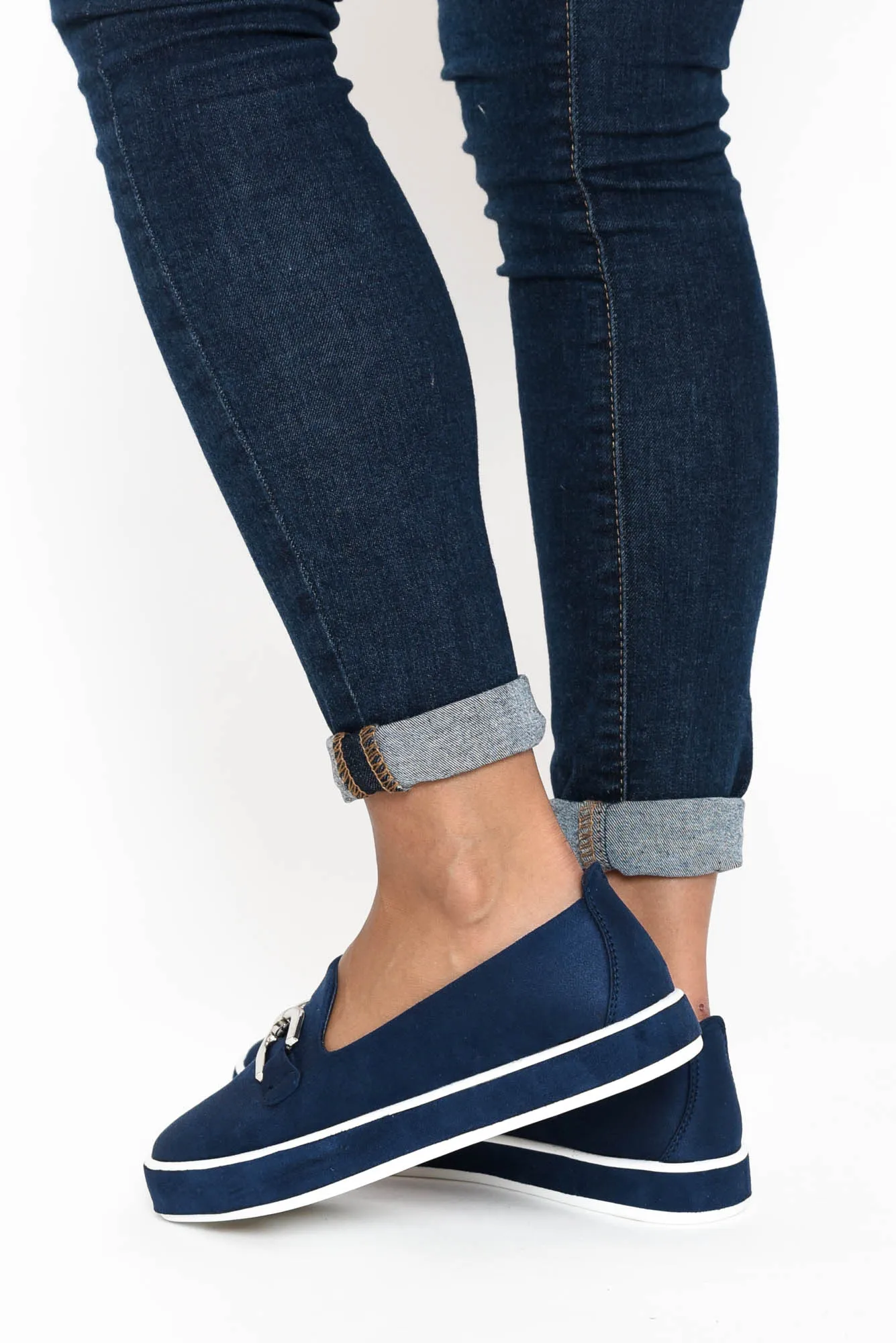 Natyia Navy Faux Suede Platform Loafer