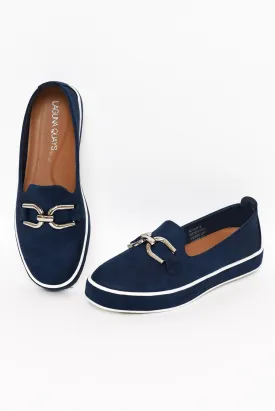 Natyia Navy Faux Suede Platform Loafer