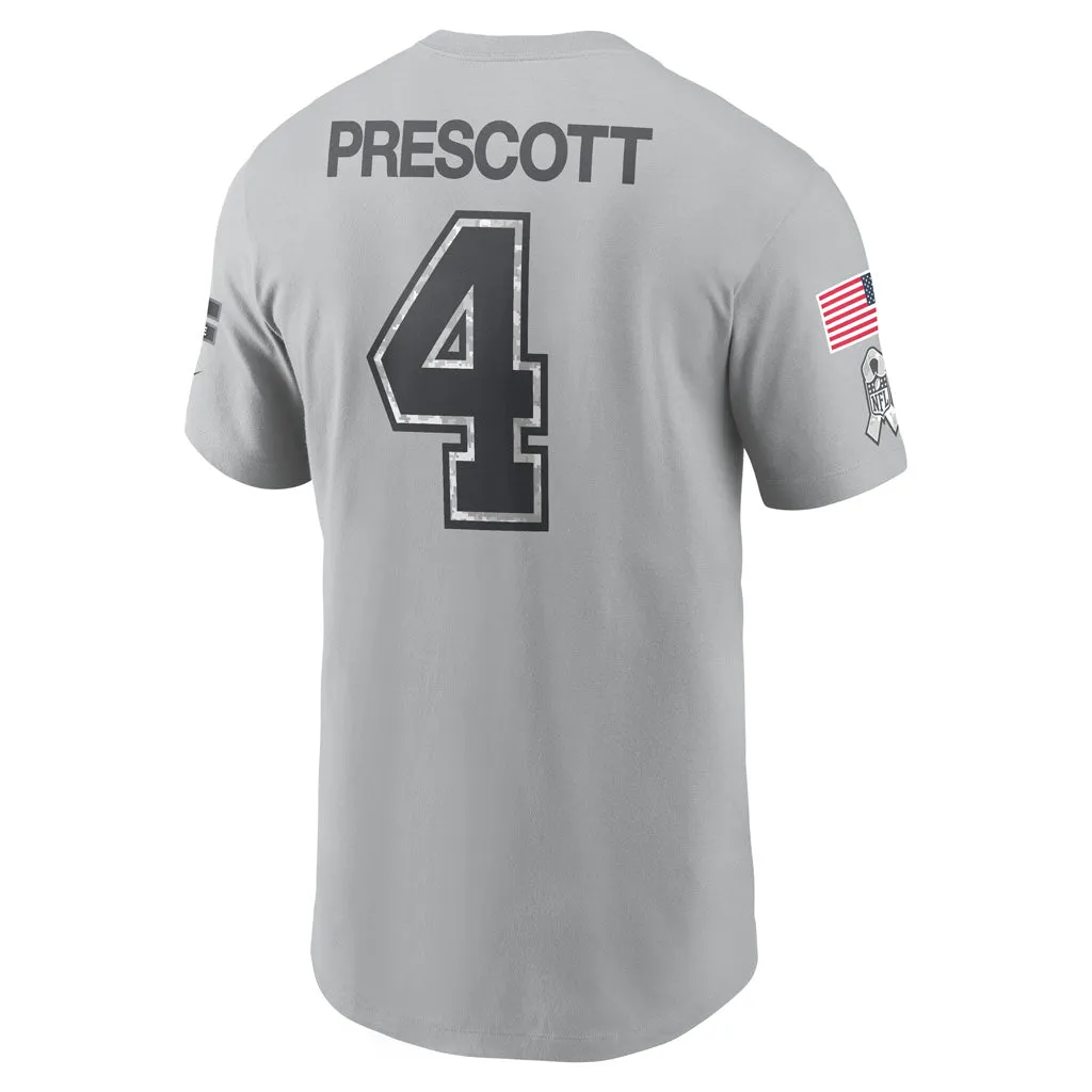 NFL Dallas Cowboys Dak Prescott Nike 2024 Salute to Service Name & Number Short Sleeve T-Shirt