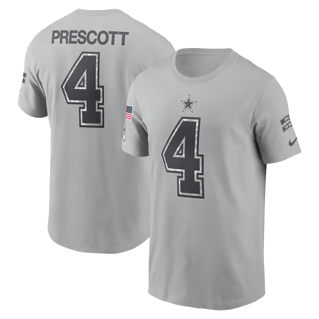 NFL Dallas Cowboys Dak Prescott Nike 2024 Salute to Service Name & Number Short Sleeve T-Shirt