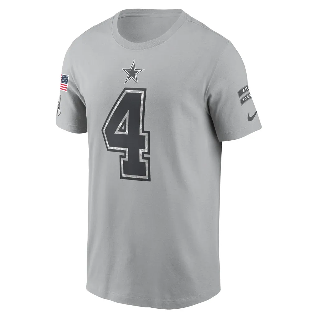 NFL Dallas Cowboys Dak Prescott Nike 2024 Salute to Service Name & Number Short Sleeve T-Shirt