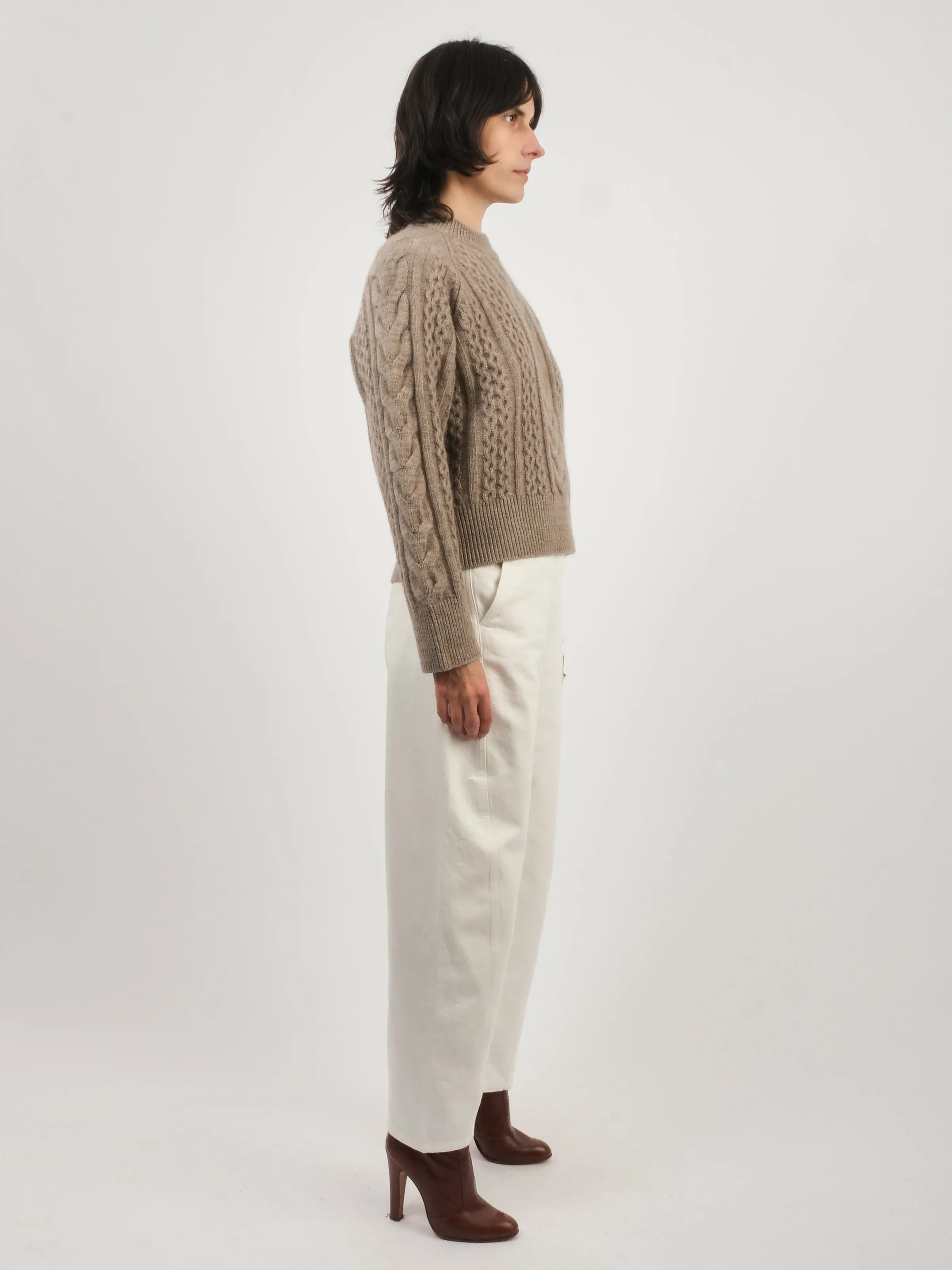 Oatmeal Molve Cable Knit Crew Neck