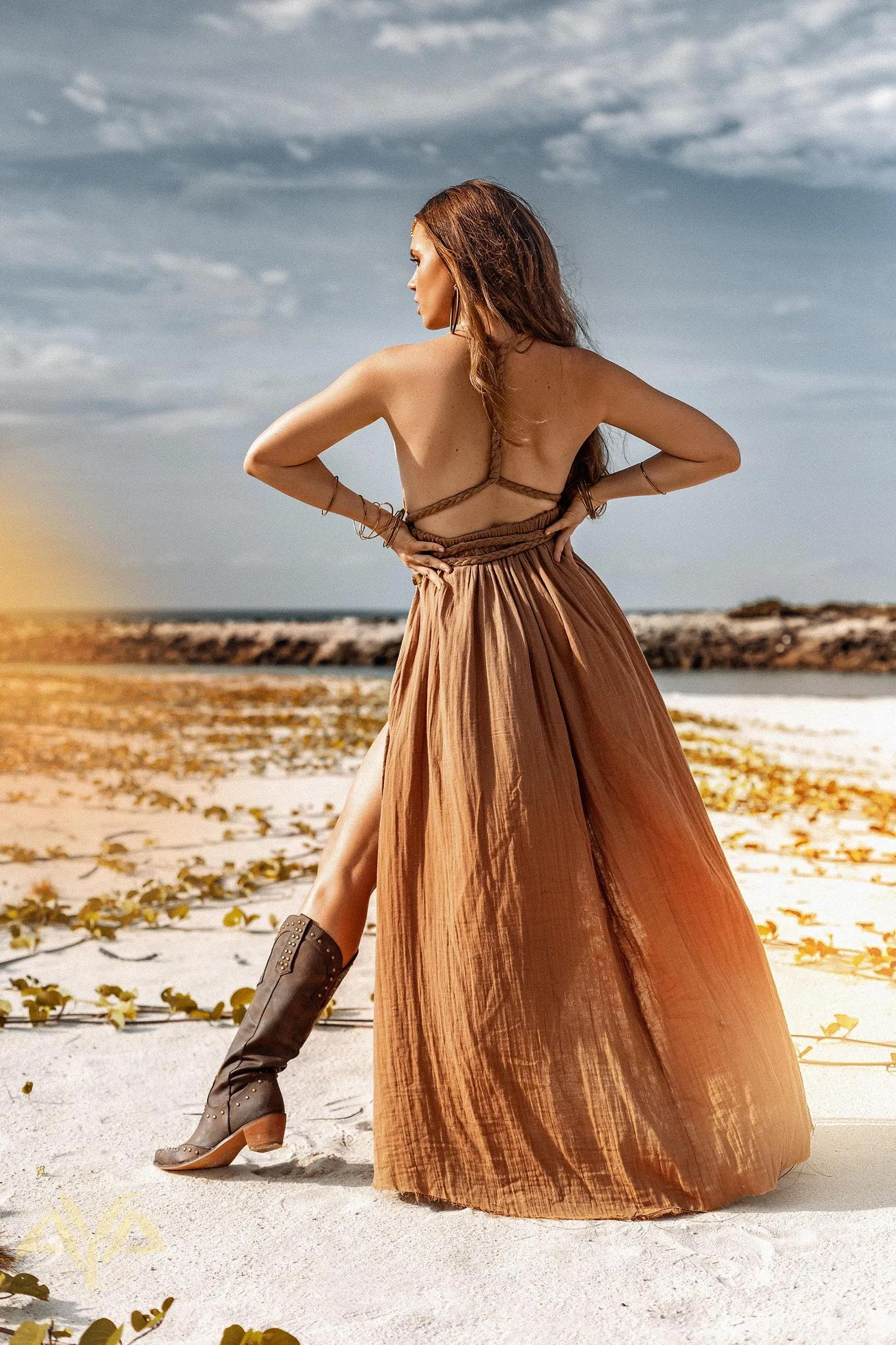 Ochre Greek Goddess Dress