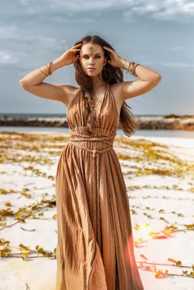 Ochre Greek Goddess Dress