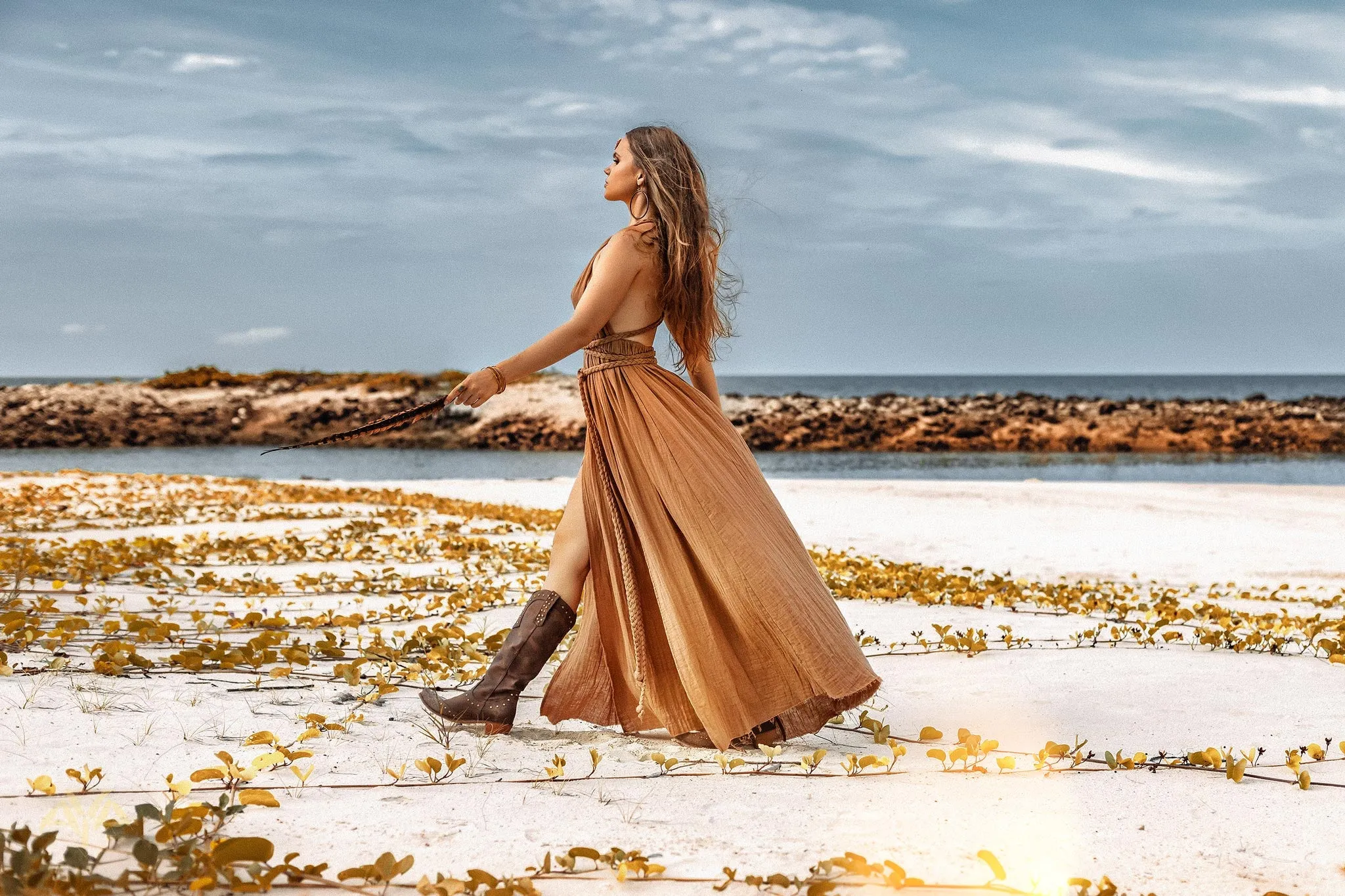 Ochre Greek Goddess Dress