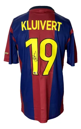 Patrick Kluivert Signed Barcelona FC Nike Soccer Jersey BAS