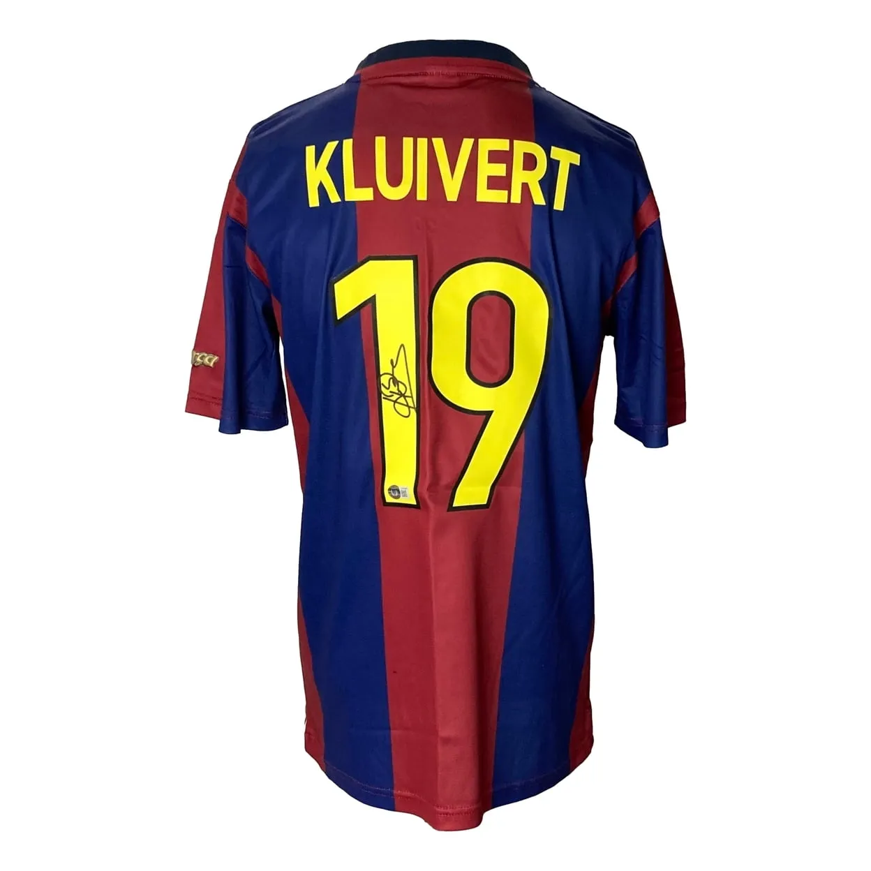 Patrick Kluivert Signed Barcelona FC Nike Soccer Jersey BAS