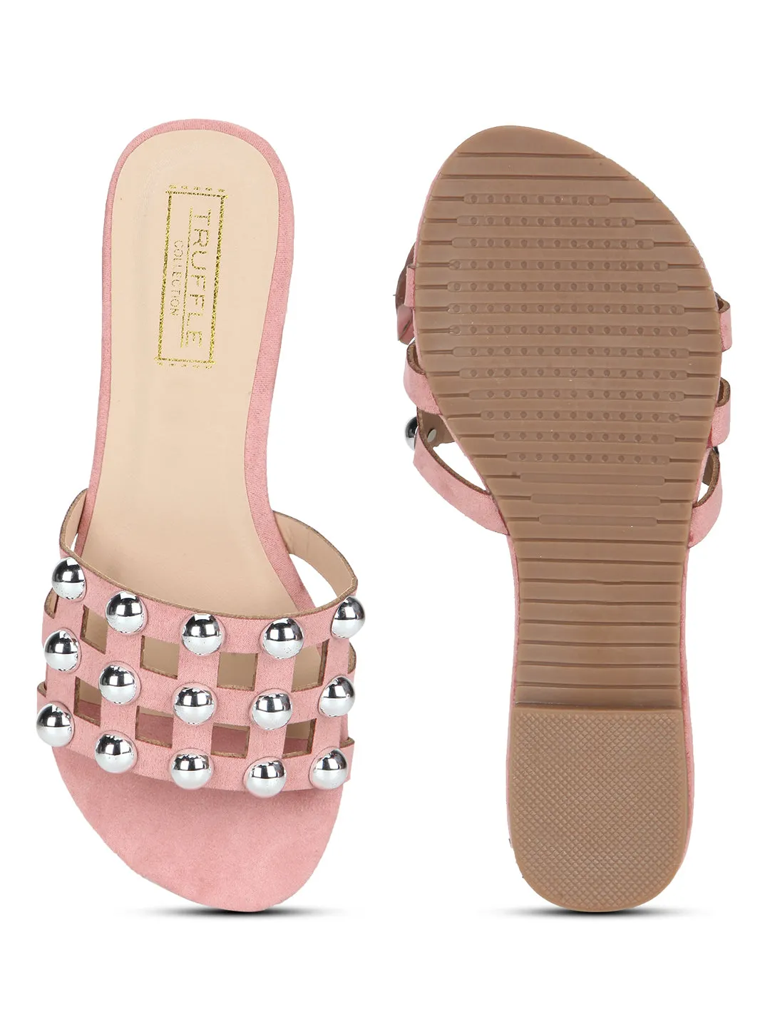 Pink Micro Beaded Slip-On Flats