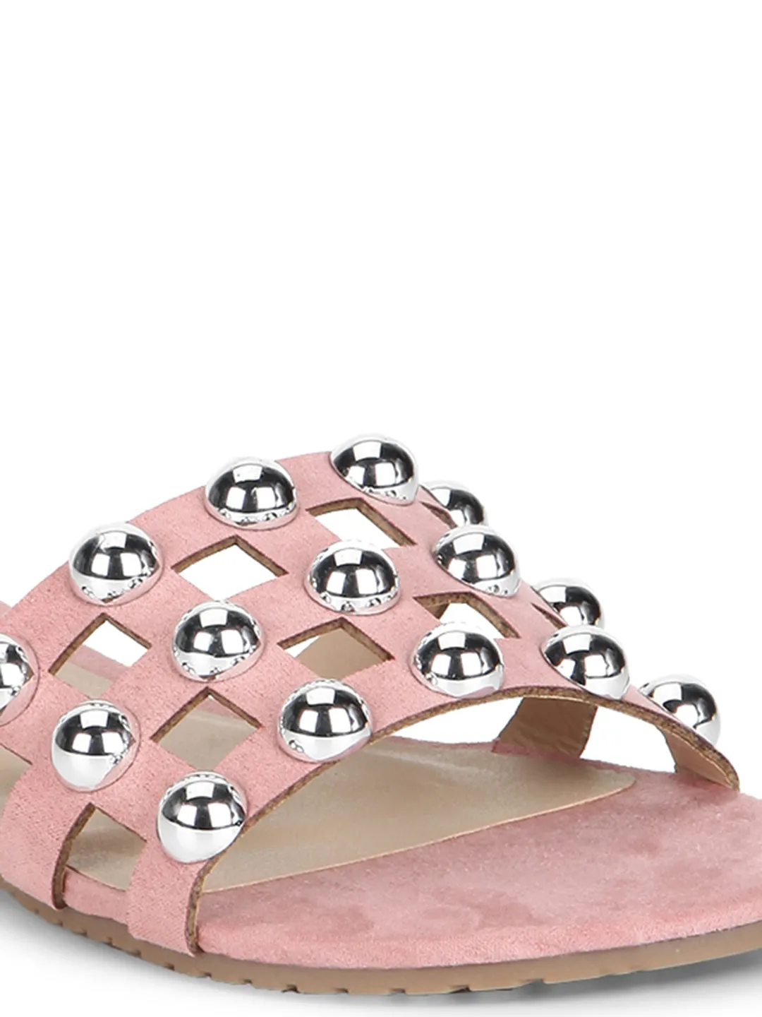 Pink Micro Beaded Slip-On Flats