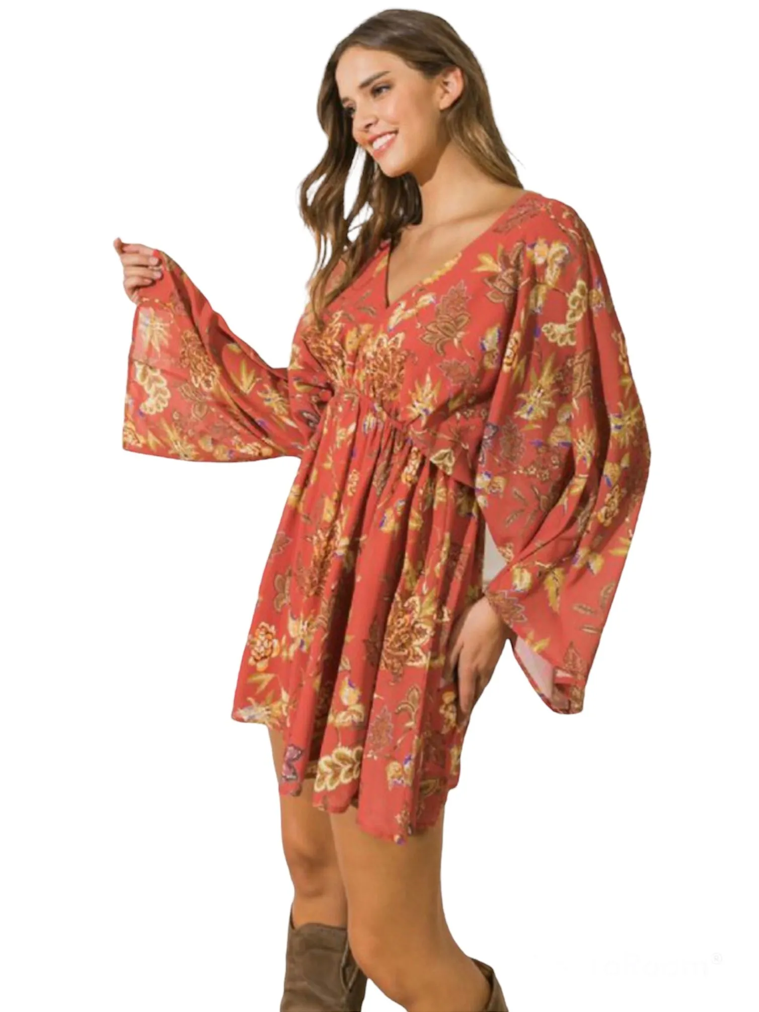 Raven's Floral Kimono Mini Dress