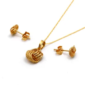 Real Gold 4 Ring Small Earring Set 8120 With Pendant 9809 And Chain SET1066