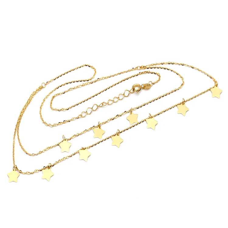 Real Gold Double layer Dangler Star Choker Adjustable Size Necklace 2289-111 N1321