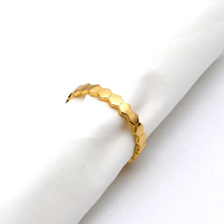 Real Gold Hexagon Ring 0400 (Size 9) R1852