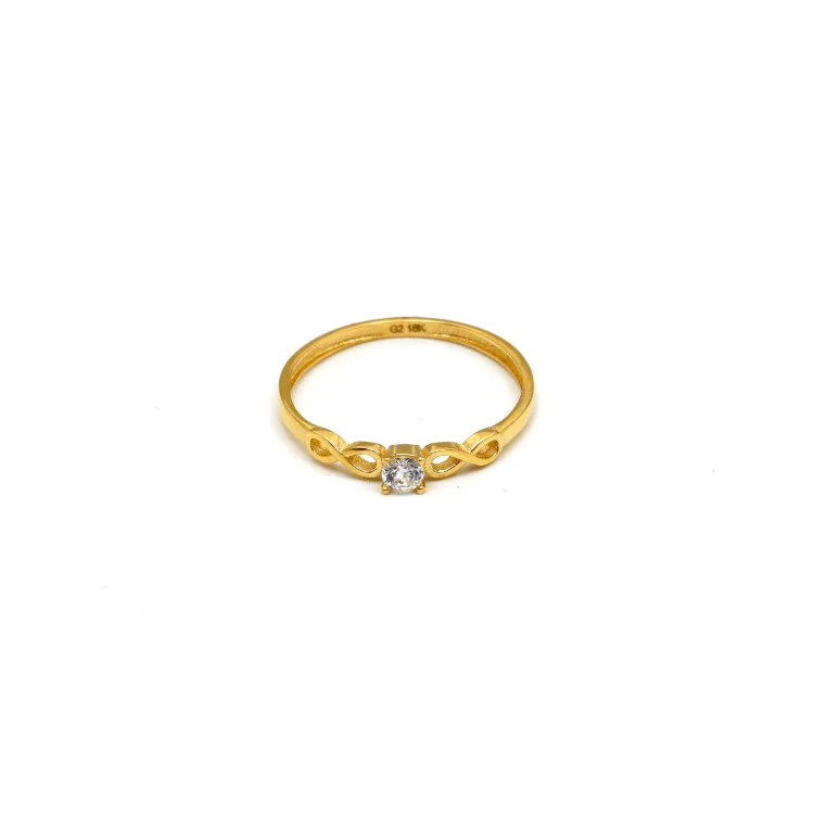 Real Gold Infinity Center Stone Ring 0523 (Size 9) R2142