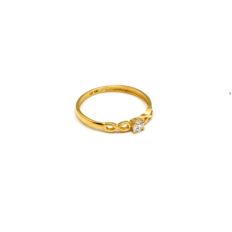 Real Gold Infinity Center Stone Ring 0523 (Size 9) R2142