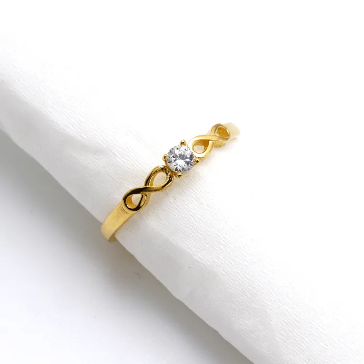 Real Gold Infinity Center Stone Ring 0523 (Size 9) R2142