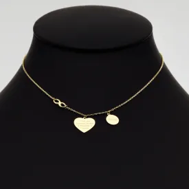 Real Gold Mother Daughter Love Heart Infinity Arrow Necklace 6956 N1325