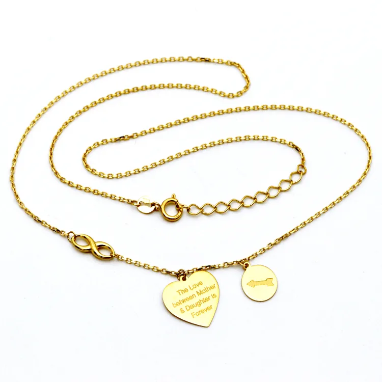 Real Gold Mother Daughter Love Heart Infinity Arrow Necklace 6956 N1325