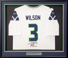 Seattle Seahawks Russell Wilson Autographed Framed White Nike Jersey RW Holo Stock #200431