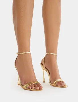 Soho Wide Fit Gold Metallic Barely There Strappy Stiletto Heels