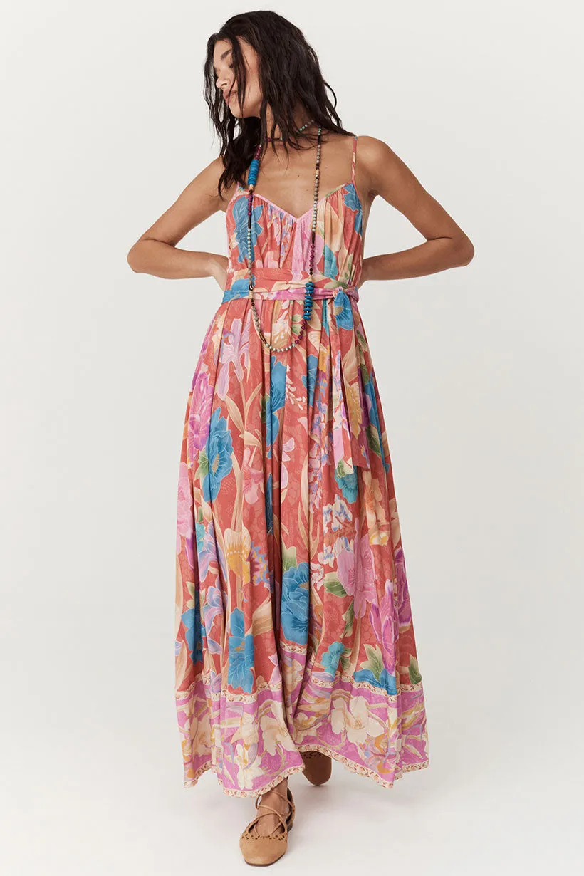 Spell Painter’s Garden Strappy Maxi Dress - Crimson