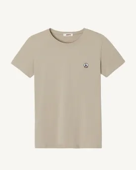 T-shirt à col rond femme en coton biologique Beige Rosas