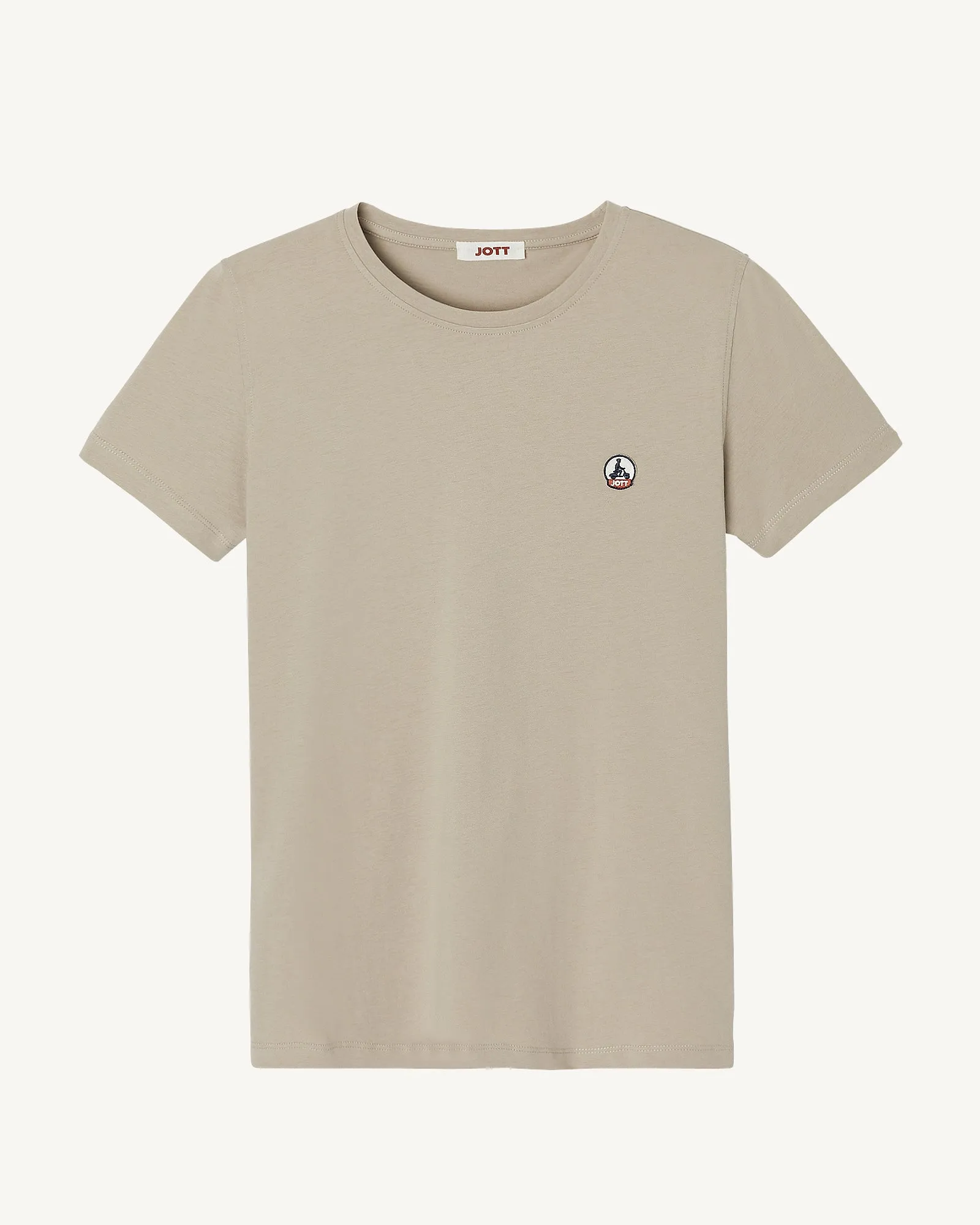 T-shirt à col rond femme en coton biologique Beige Rosas